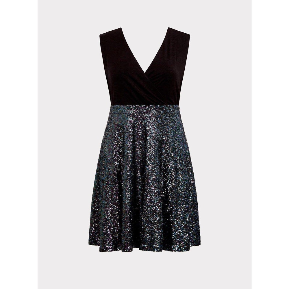 Torrid Special Occasion Black Sequin Skater Dress Black Women's Plus Size 24 - Picture 3 of 10